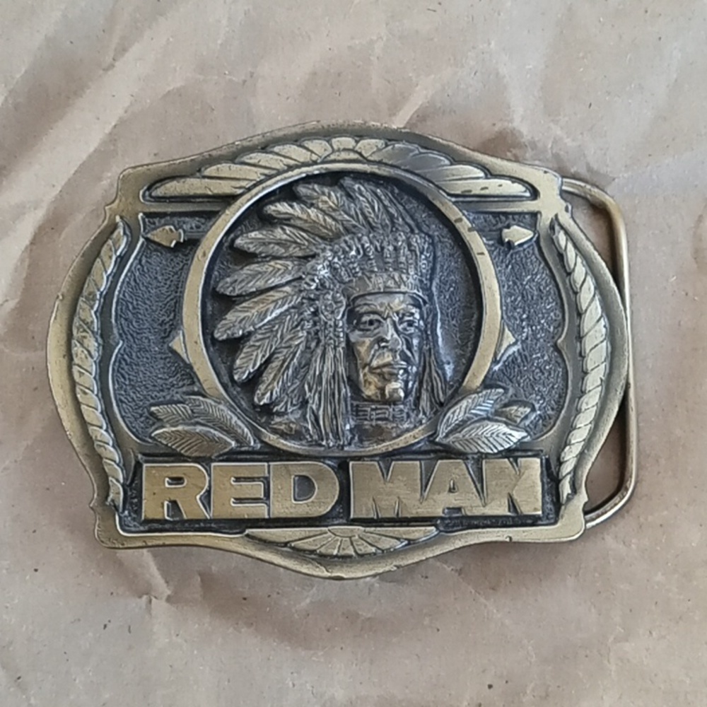Vintage 1988 Red Man Belt Buckle